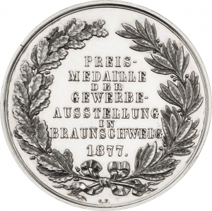Petersen, Carl: Wilhelm von Braunschweig-Wolfenbüttel, Prämienmedaille Braunschweiger Gewerbeausstellung 1877