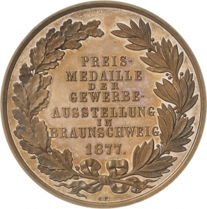Petersen, Carl: Wilhelm von Braunschweig-Wolfenbüttel, Prämienmedaille Braunschweiger Gewerbeausstellung 1877